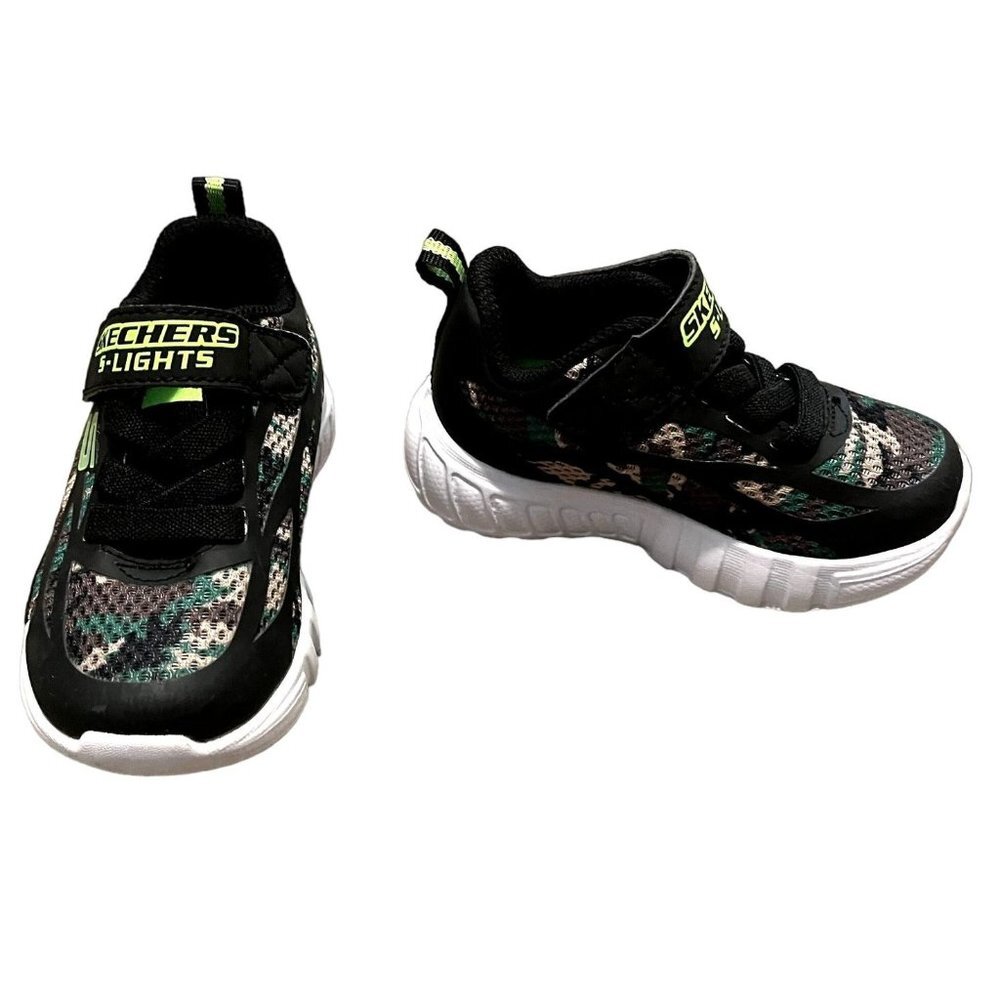 Sketchers S-Lights Camo Velcro Toddler Sneakers 6